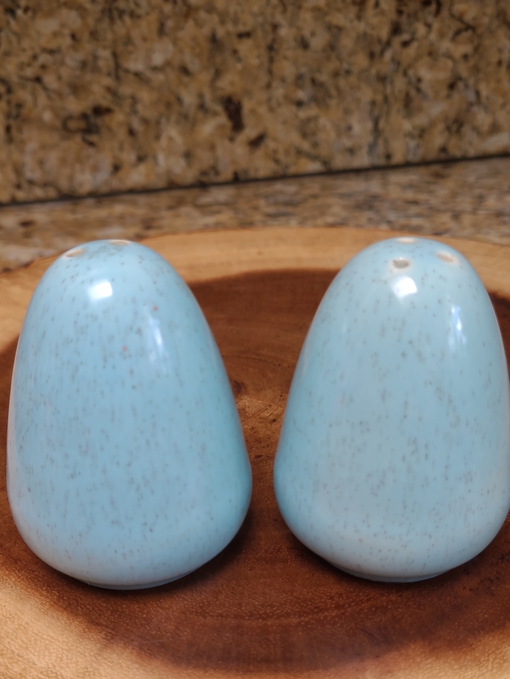 Vintage Robin's Egg Blue Speckled Ceramic Salt & Pepper Shakers